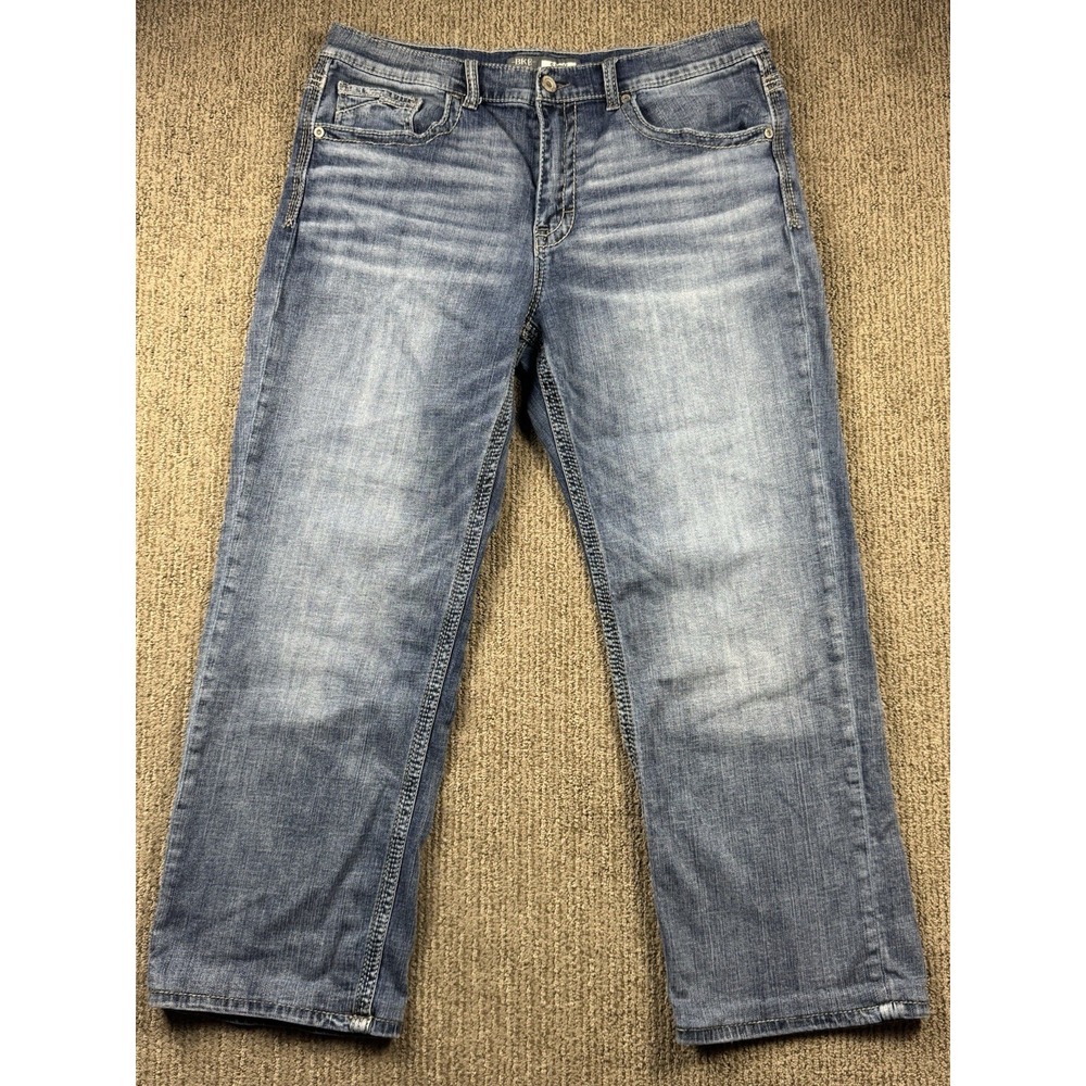 BKE Mens 36R 36X28 Seth Jeans Straight Leg Denim Cotton Stretch Thick Stitch